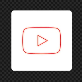 HD White & Red Neon Square Youtube YT Sign Symbol PNG