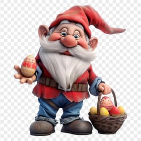 HD Easter Day Gnome with Colorful Eggs Transparent PNG