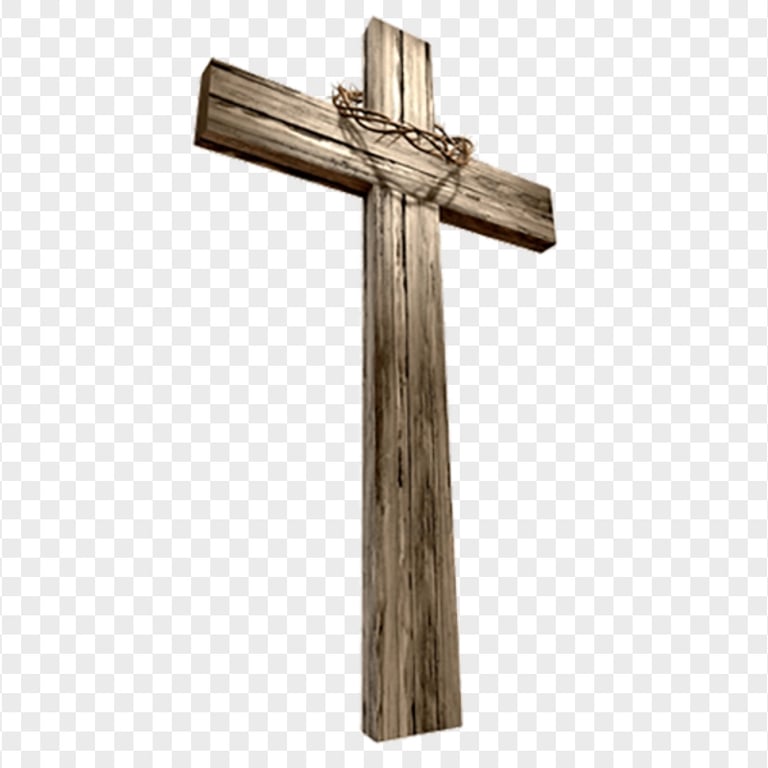 Old Rugged Wood Cross Christianity Crown Of Thorns