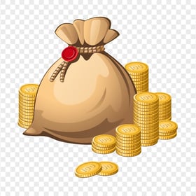 Cartoon Money Bag Coins Saving Download PNG