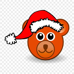 Cartoon Bear Face Wearing Santa Claus Hat PNG