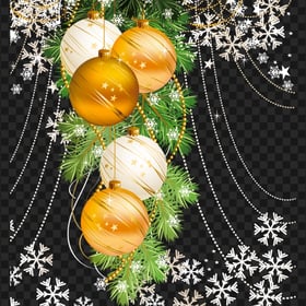Christmas Snowflakes Decorated Tree Branch Baubles PNG