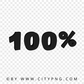 HD 100% One Hundred Percent Black 3D Text PNG