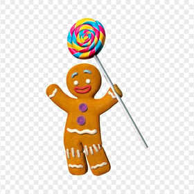 Clipart Gingerbread Man Holding Lollipop PNG IMG