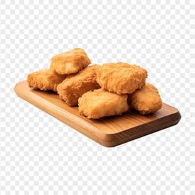 HD Fried Chicken Nuggets on a Wooden Plate No Background PNG