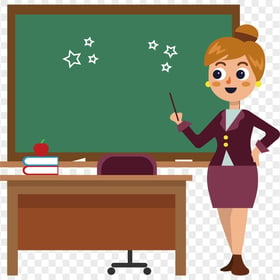 HD Cartoon Female Teacher School Classroom PNG