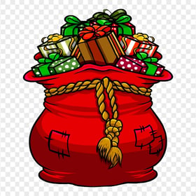 Cartoon Santa Red Bag Of Gifts HD PNG