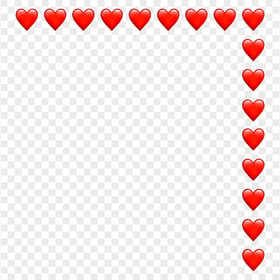 HD Red Hearts Emoji Corner Border PNG