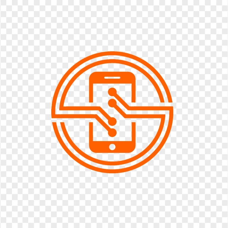 HD Orange Phone Round Circle Logo Transparent PNG