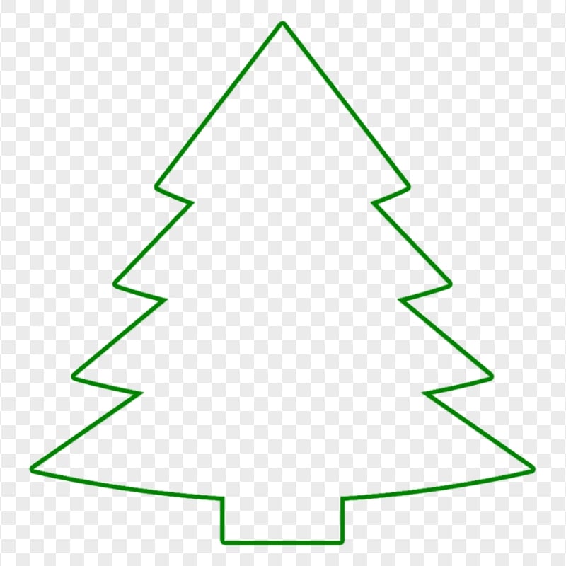 HD Green Outline Christmas Tree Clipart PNG