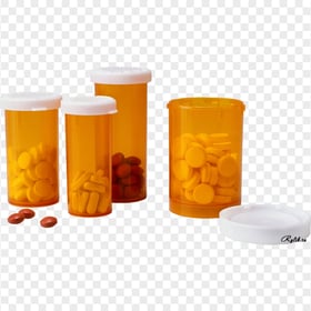 Round Pills Bottle Spilling Medicine Capsules