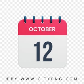 October 12th Date Vector Calendar Icon HD PNG