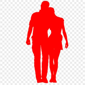Lovely Couple Valentine Red Silhouette PNG