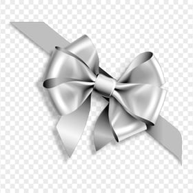 Silver Corner Ribbon Bow HD PNG