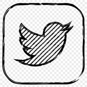 HD Black Twitter Hand Sketch Square Logo Icon PNG