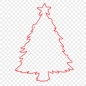 HD Red Outline Christmas Tree Clipart Silhouette PNG