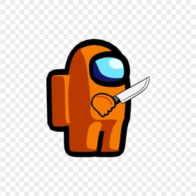 HD Orange Among Us Character With Knife PNG
