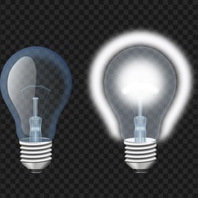 Realistic On & Off Light Bulbs Illustration PNG