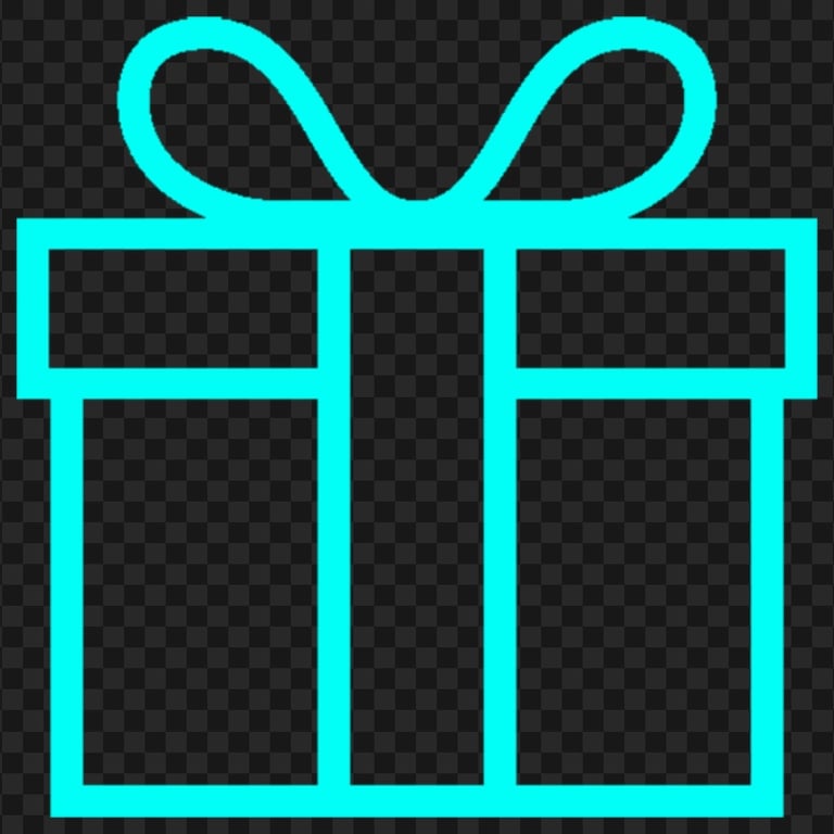 HD Light Blue Line Outline Gift Box Icon PNG