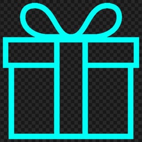 HD Light Blue Line Outline Gift Box Icon PNG