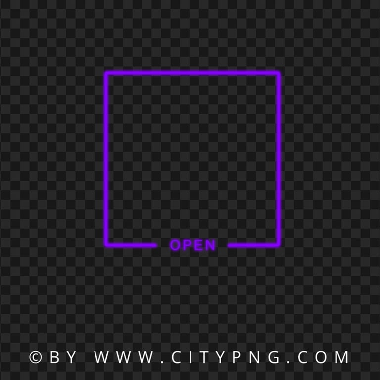 Purple Neon Frame With Open Sign PNG