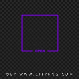 Purple Neon Frame With Open Sign PNG