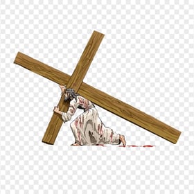 Christian Cristo Easter Hold Wooden Cross Blood