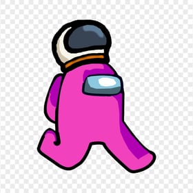 HD Pink Among Us Character Walking With Astronaut Helmet PNG