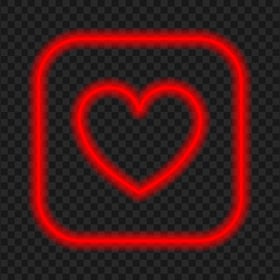 HD Red Neon Heart Square Icon PNG