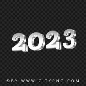 HD 2023 New Year 3D White Silver Logo Text PNG
