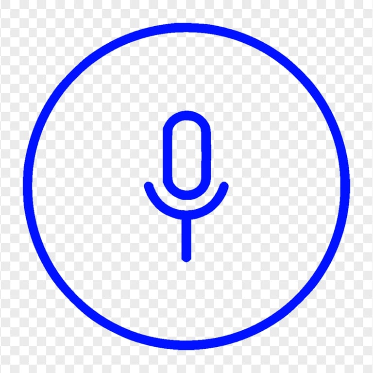 Transparent Round Voice Recorder Mic Line Dark Blue Icon