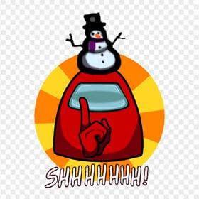 HD Red Among Us Crewmate Shhh Logo With Snowman Hat PNG