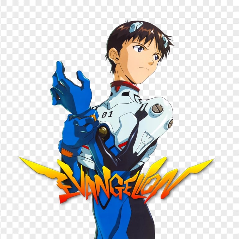 HD Shinji Ikari With Neon Genesis Evangelion Logo PNG