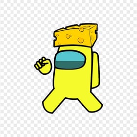 HD Yellow Among Us Character With Cheese PNG