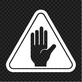 HD Outline Hand Stop Silhouette On White Triangle Road Sign PNG