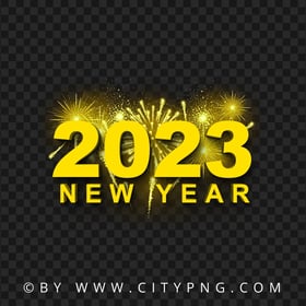 2023 New Year Yellow Fireworks Transparent Background