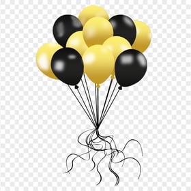 HD Gold & Black Balloons Decorations PNG