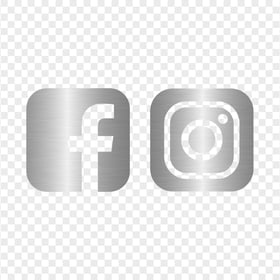 HD Facebook Instagram Silver Metal Square Logos Icons PNG
