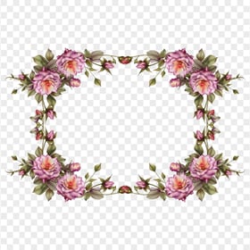 Floral Frame Pink Flowers Illustration PNG Image