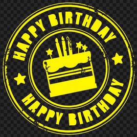 HD Yellow Happy Birthday Round Stamp Transparent PNG