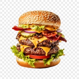 HD Realistic Bacon Double Cheeseburger PNG