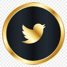 HD Twitter Luxury Black & Gold Round Icon PNG