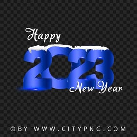 Happy 2023 New Year Blue Snowy Design HD PNG