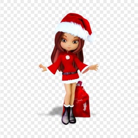 HD Doll Wearing Santa Hat Transparent PNG