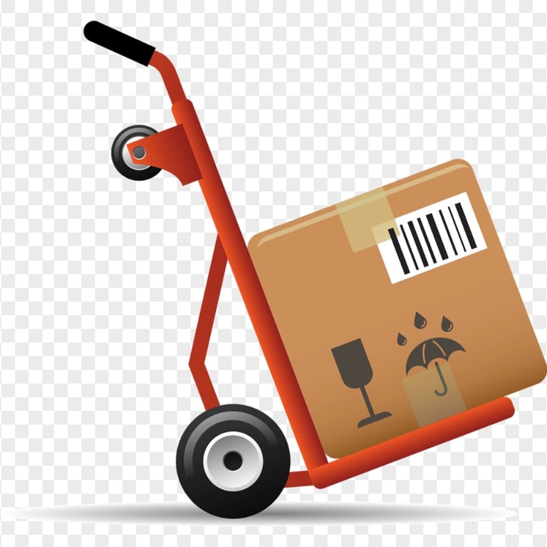 HD Package Box In Dolly Delivery Illustration Icon PNG