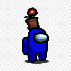 HD Among Us Blue Crewmate Character With Flower Pot Hat PNG