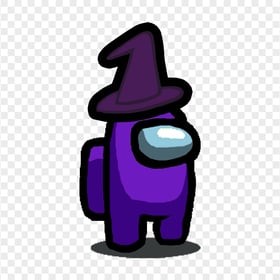 HD Purple Among Us Character With Witch Hat Halloween PNG