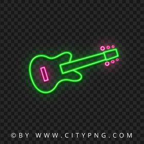 HD PNG Green & Pink Neon Light Guitar