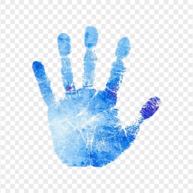 HD Blue Watercolor Real Hand Print PNG