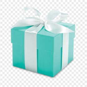 HD Tiffany Gift Box With Gray Textile Ribbon PNG